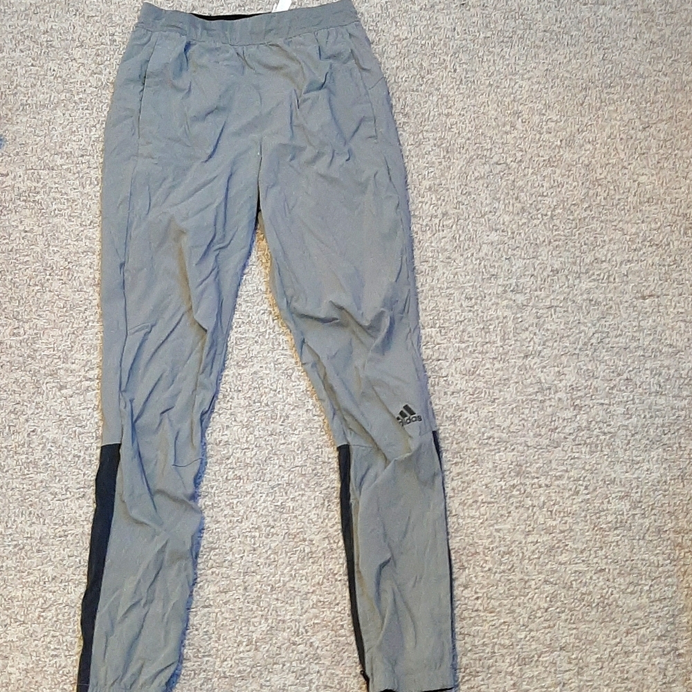 Grey and black adidas joggers